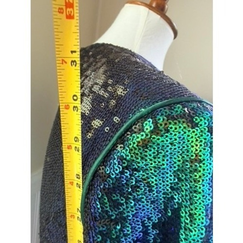 House of CB Cristobal Iridescent Sequin Mini Dress Green Blue M - Picture 11 of 16